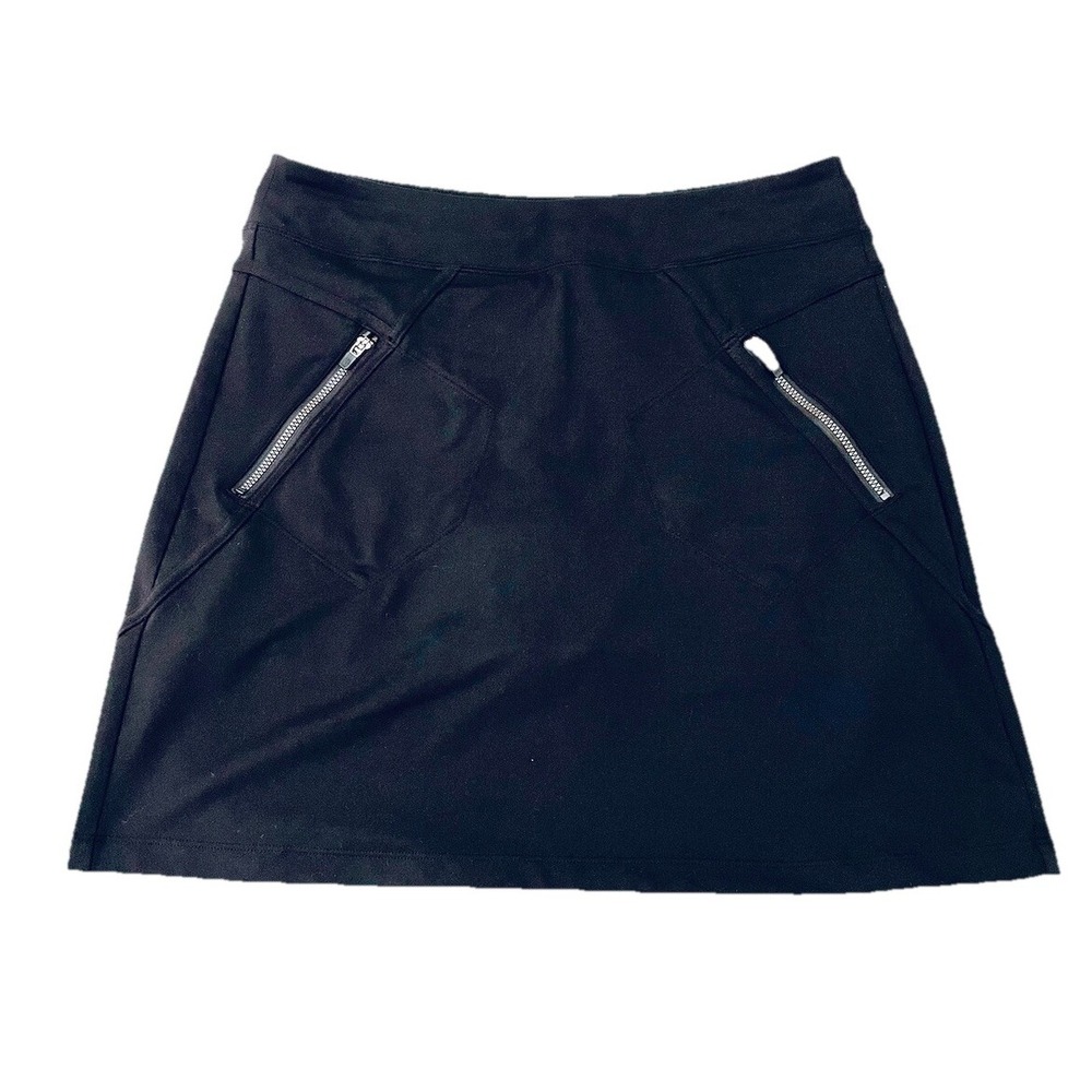 Athleta Trailside Skort Skirt Size ST Tall Black Lined Stretch Athleisure